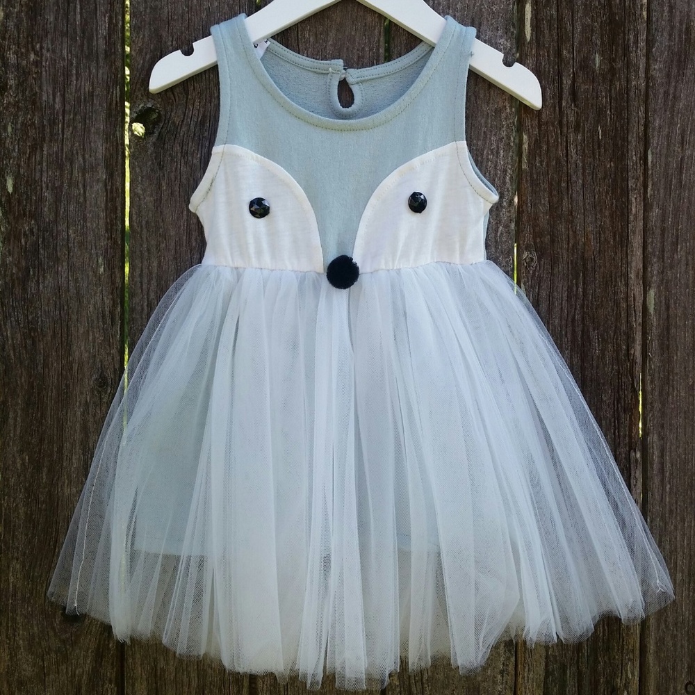 NWT Girls Pastel Green Mint Fox Tulle Dress